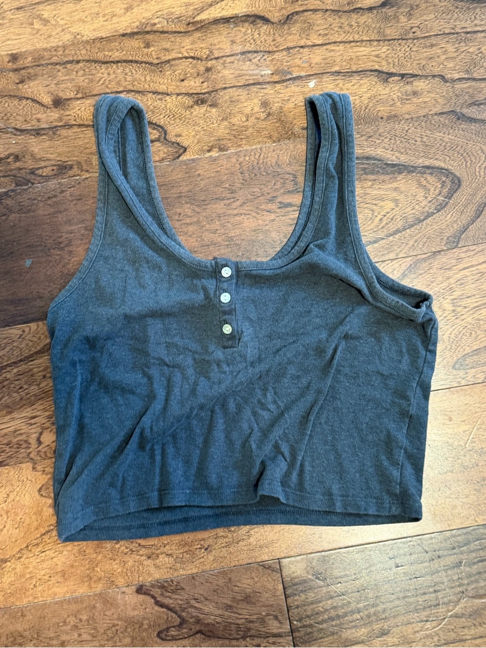 Classic Scoop Neck Black Crop Tank Top - Women's